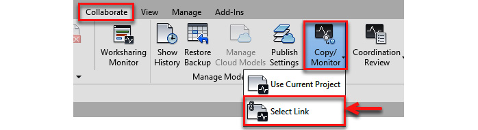 Figure 8.9 – Copy/Monitor tool – Select Link
