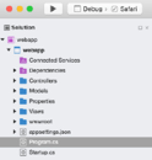 Figure 2.22 – Visual Studio 2019 for Mac file hierarchy
