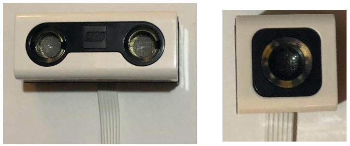 Figure 2.10 – The distance sensor on the left and the color sensor on the right that come with the kit
