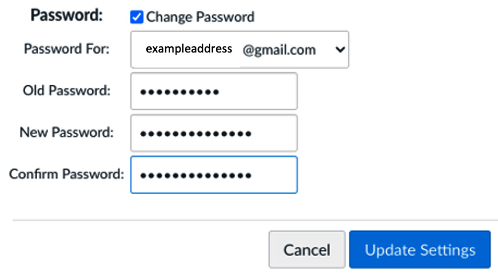 Figure 1.10 – Changing your password in the Free for Teachers instance of Canvas
