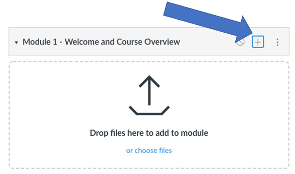 Figure 3.10 – Add content from Canvas to your module using the plus icon 
