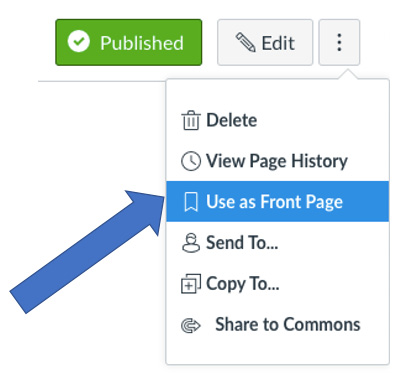 Figure 3.5 – Select Use as Front Page to make your content page the home page of your course
