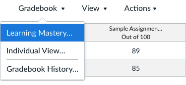 Figure 5.30 – Displaying the Learning Mastery Gradebook
