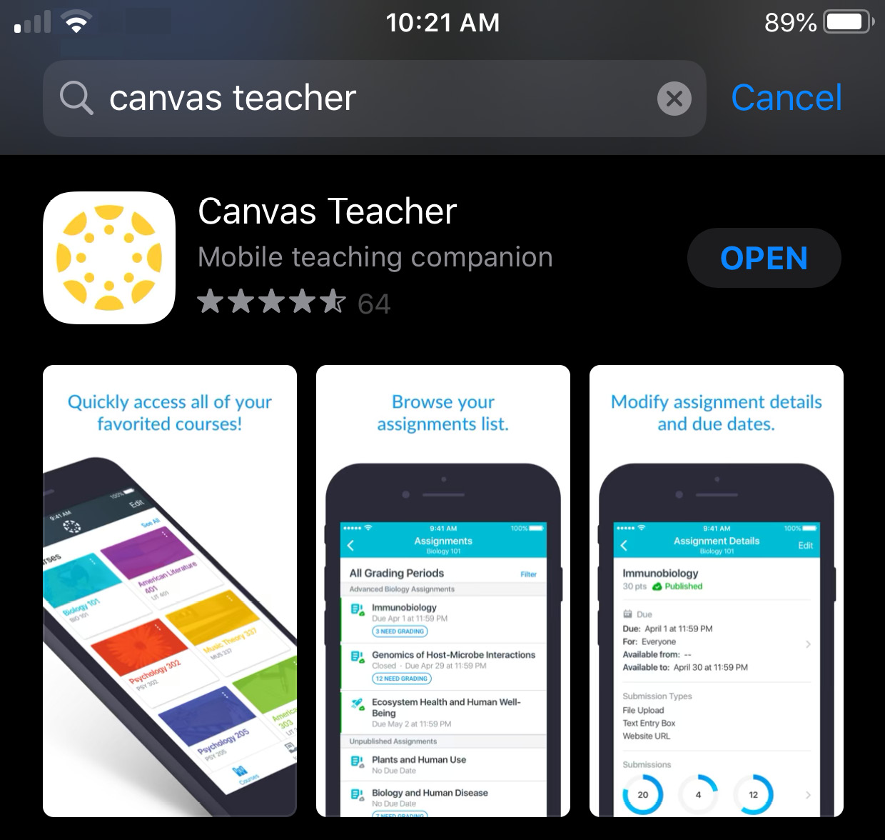 Figure 6.1 – Canvas Teacher app in store
