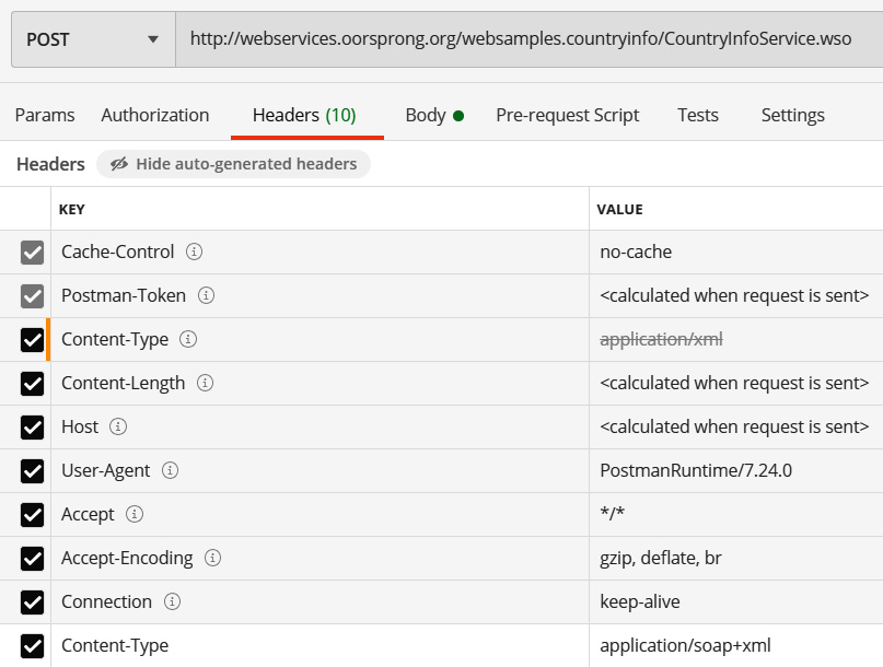 Figure 1.9 – Content-Type header set to application/soap+xml 
