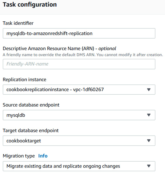 Figure 4.5 – AWS DMS migration task 
