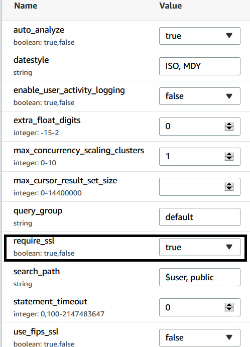 Figure 6.12 – Enabling the require_sql parameter in the parameter group

