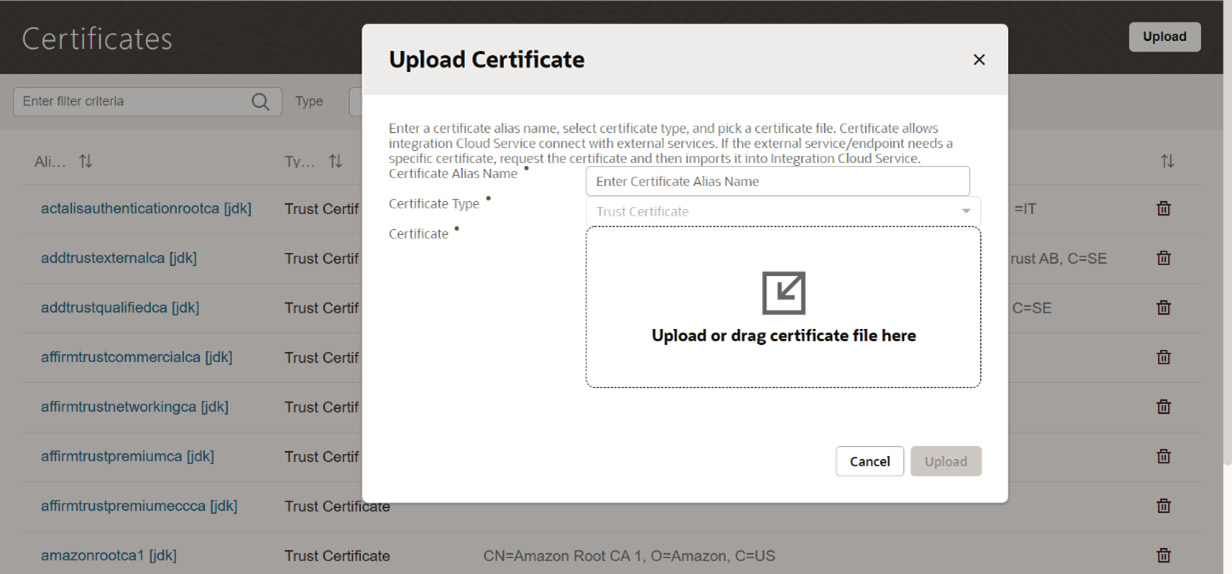 Figure 2.21 – Upload Certificate