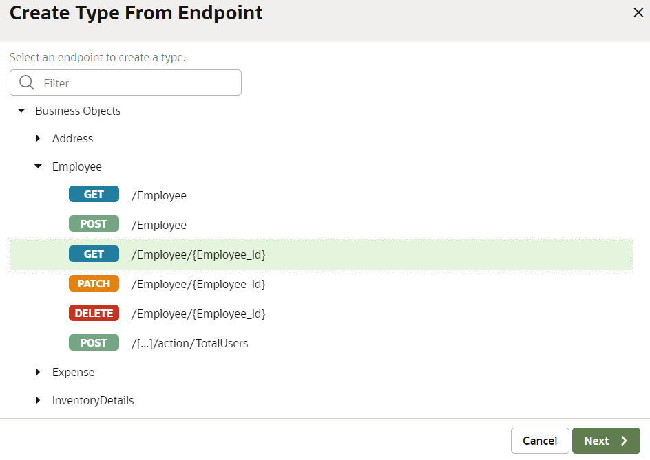 Figure 7.2 – Select the endpoint