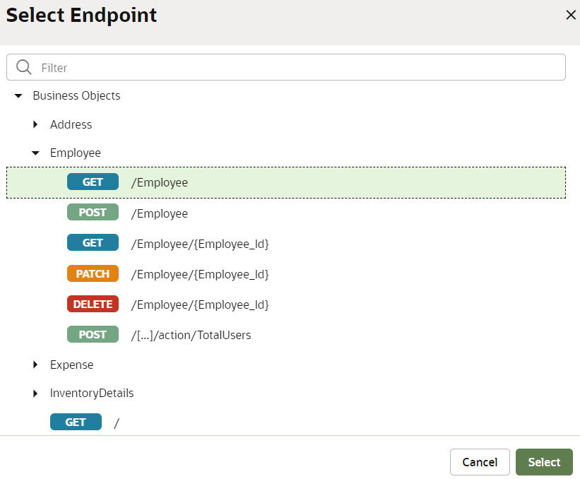 Figure 7.7 – Select the endpoint