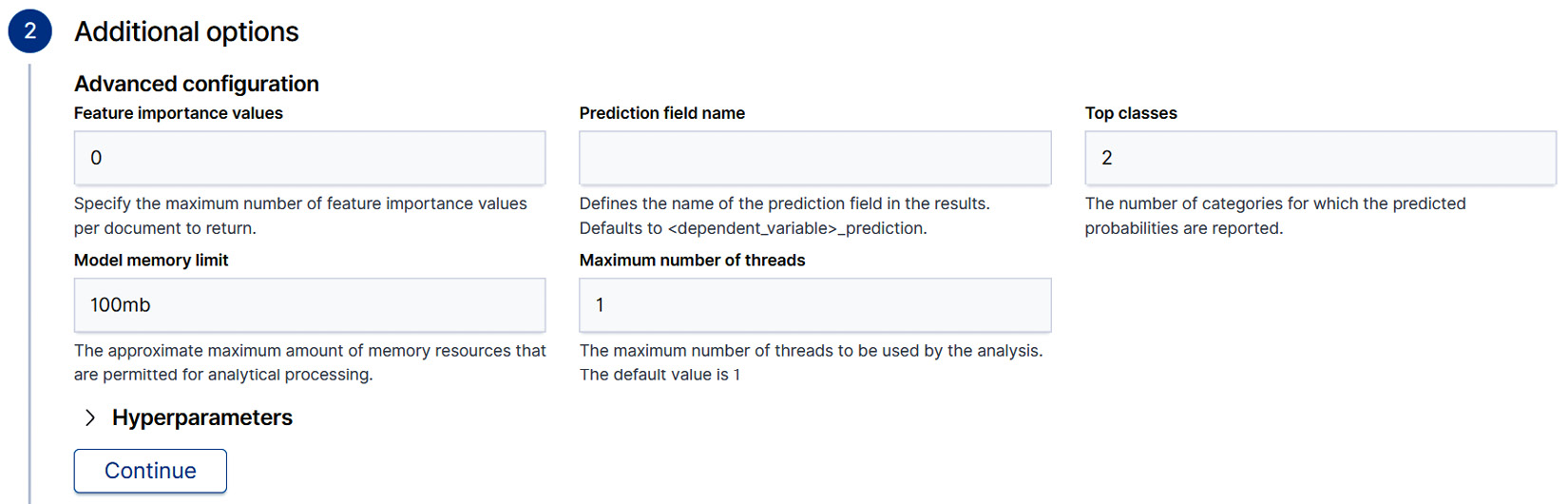 Figure 11.10 – Additional options for classification Data Frame Analytics jobs 
