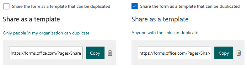 Figure 10.6 – Difference in share as a template based on the admin setting values
