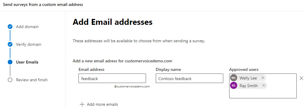 Figure 10.19 – Email address and approved users setup
