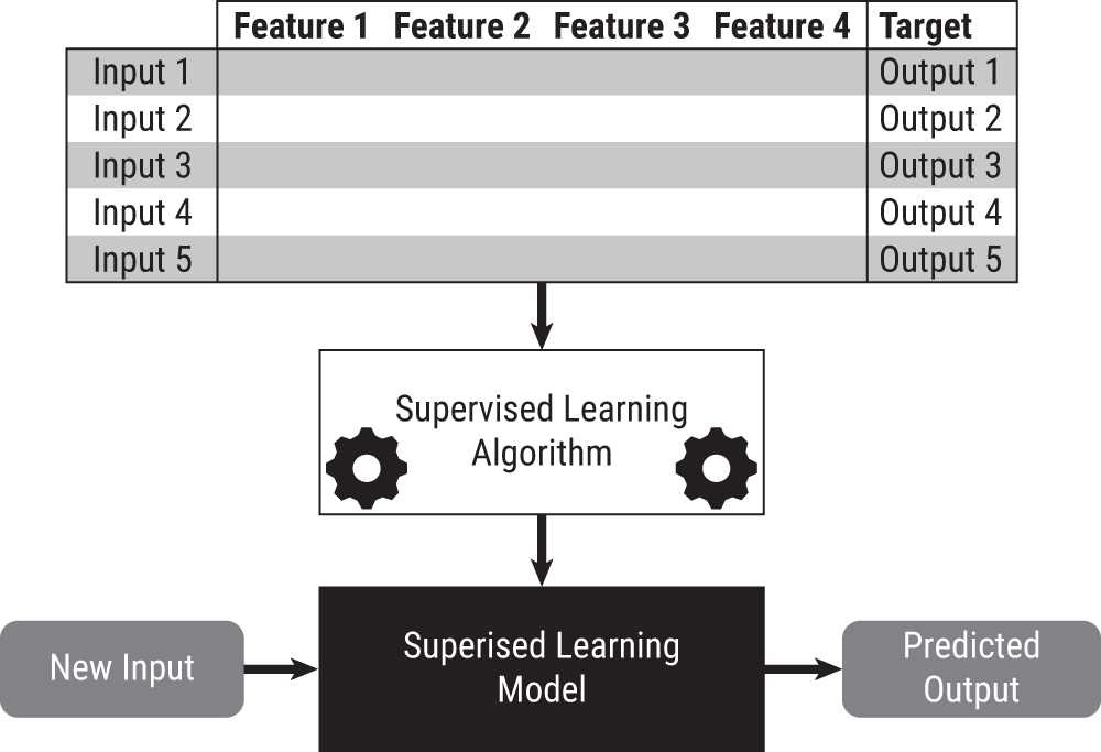Schematic illustration of the basic paradigm of supervised learning: mapping inputs to outputs.
