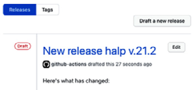 Figure 3.3 – A new draft release was created as a result of a workflow run
