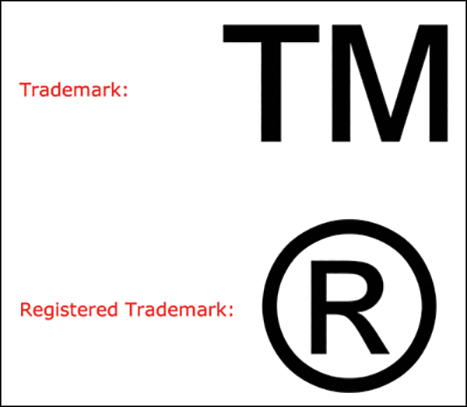 Trademark symbol: T M. Registered Trademark symbol: R within a circle. 