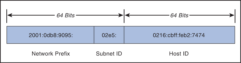 An illustration of IPv6 64-bit Network Prefix.