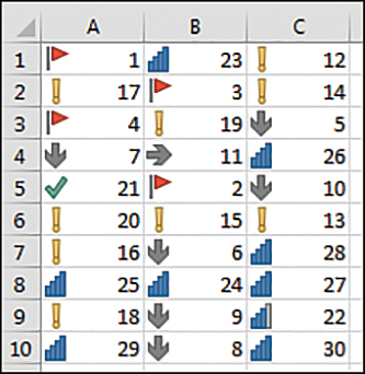 The figure shows a crazy mix of 25 different icons that were created via VBA.