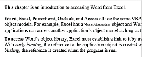 The figure shows a screenshot of three paragraphs in a Word document. The first word of each paragraph is in bold font.