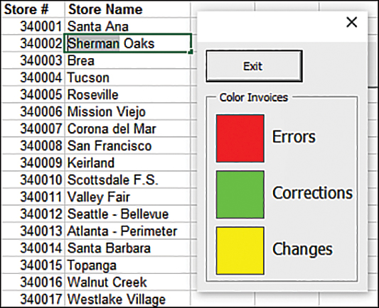 The figure shows a userform with a sheet in the background. Part of the text in a cell on the sheet is selected, showing that even though the userform is active, the sheet can be interacted with.