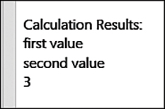 The figure shows the results in the app's task pane. The value of each element in the array is outputted to its own line.