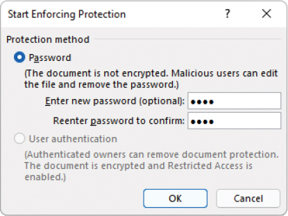 The Start Enforcing Protection dialog.
