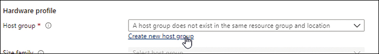 A screenshot of the Hardware Profile section is shown. The Create New Host Group option is highlighted for selection.