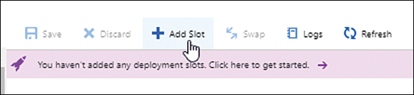 A screenshot of the Add Slot option being available, after the App Service plan upgrade, is shown.