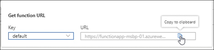 A screenshot of the Get Function URL popup is shown. The option to copy the Function URL is highlighted.