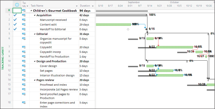 A screenshot of the Tracking Gantt view with the new Interim bar style showing as previously configured.