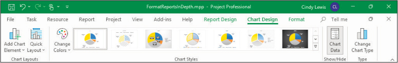 A screenshot of the ribbon on the Chart Design tab showing chart options.