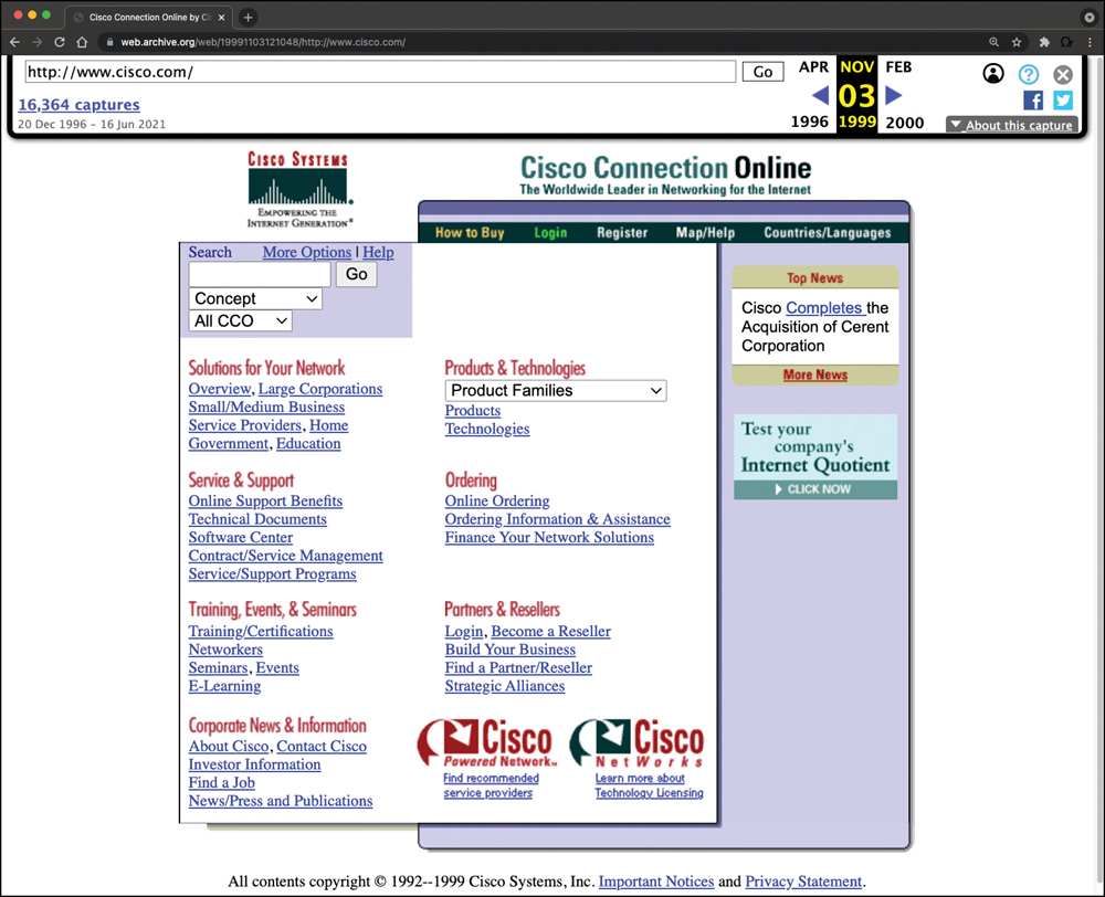 A screenshot shows the Cisco website in a web browser.