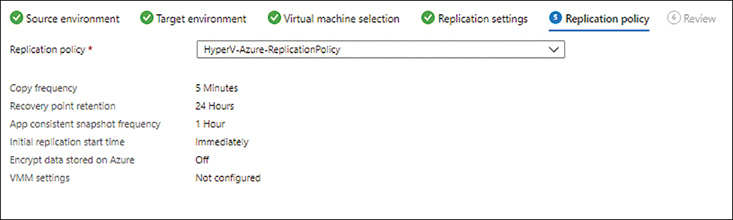This figure shows a screenshot of the Replication Policy tab with the replication policy created earlier.