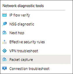 A screenshot showing how one can avail the service of the Packet Capture tool, by opening the Network Watcher Service and choosing the respective tool under it in the Network Diagnostic Tools section.