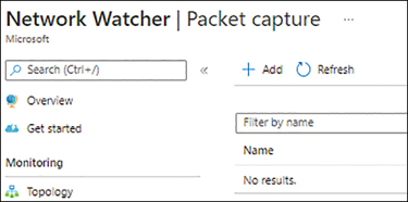 A screenshot showing how to add a Packet Capture wizard by clicking on the Add button on the top left of the right pane of the window.