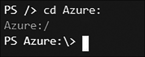 A screenshot showing the Azure: prompt.