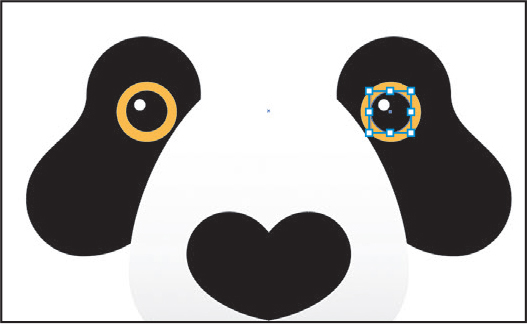 A screenshot shows the eyes of the panda with the black circles placed on them. The black circle on the right eye is selected.