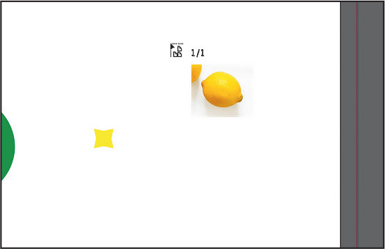 A screenshot of the art board shows the addition of the image of lemon. The other items revealed from the art board are the leaf shape and the star shape.
