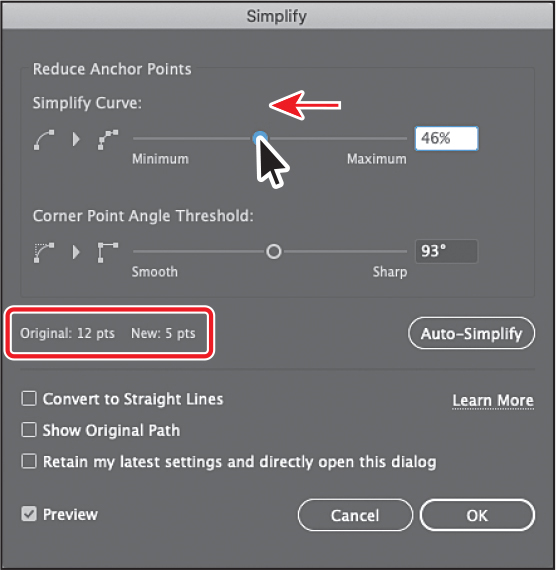 A screenshot of the Simplify options dialog ox is shown.