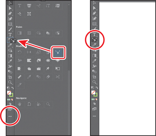 A screenshot shows the action of dragging the Reshape tool to the main toolbar displayed along the left of the Illustrator.
