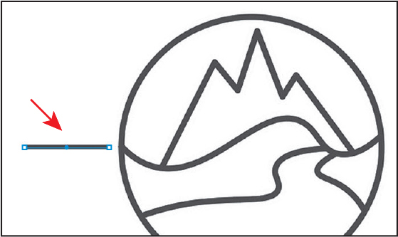 A screenshot shows the outlines drawn for mountain and river art and the Stroke panel open on the right.