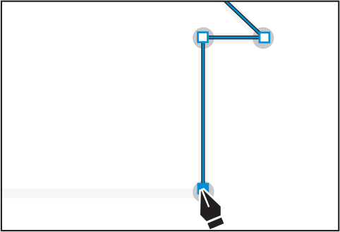 A screenshot shows setting an anchor point. A path is shown from anchor point 5 to anchor point 6 and from anchor point 6 to anchor point 7. The pen tool is at anchor point 7.