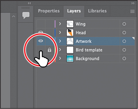 A screenshot of the layers panel listing the different layers is shown.