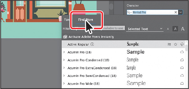 A screenshot displays the properties panel. The pointer is on the find more option and it is highlighted for reference.