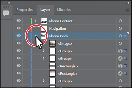 A screenshot of the Layers panel depicts reordering layers and content.