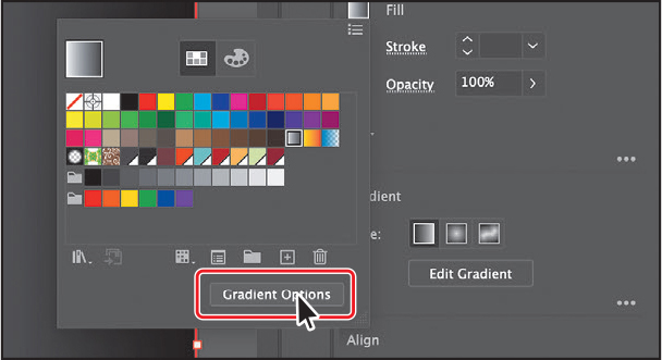 A screenshot depicts editing a gradient.