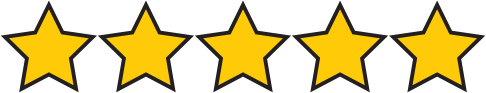 An illustration of five stars placed in a row.