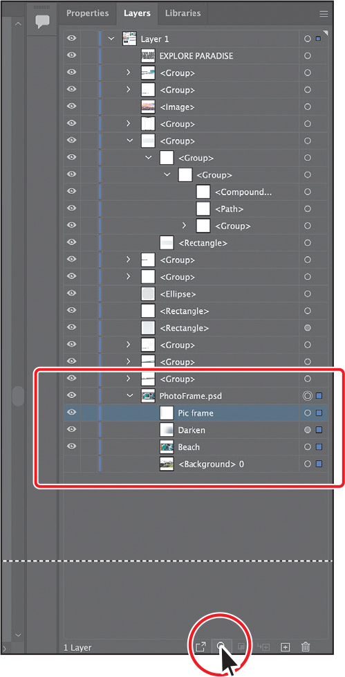 A screenshot of the Layers panel shows the names of the image contents.