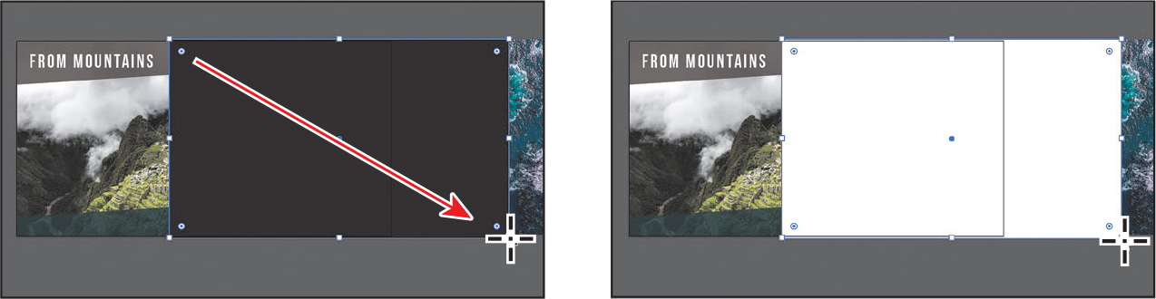 Two screenshots show the process of creating an opacity mask.