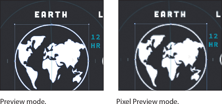 A screenshot shows the Earth icon in Preview mode and Pixel Preview mode.